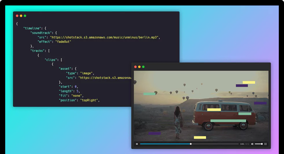 Screenshot of video editing using code