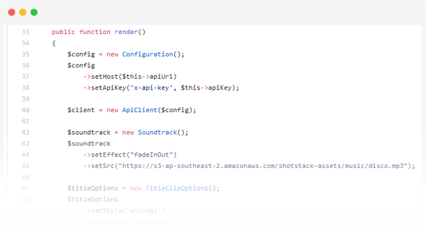 Example code window