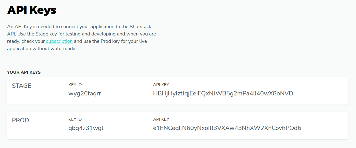 Shotstack API key