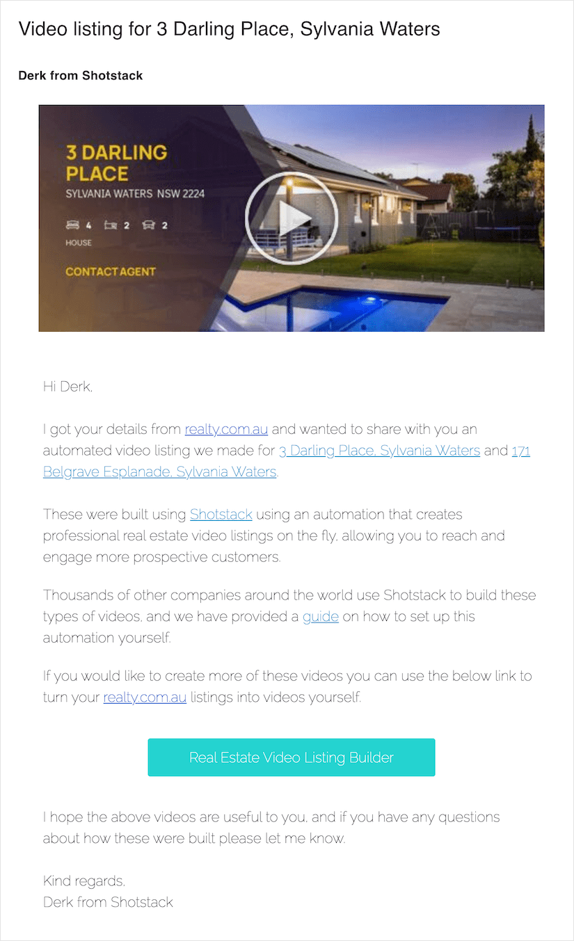 Personalized real estate email