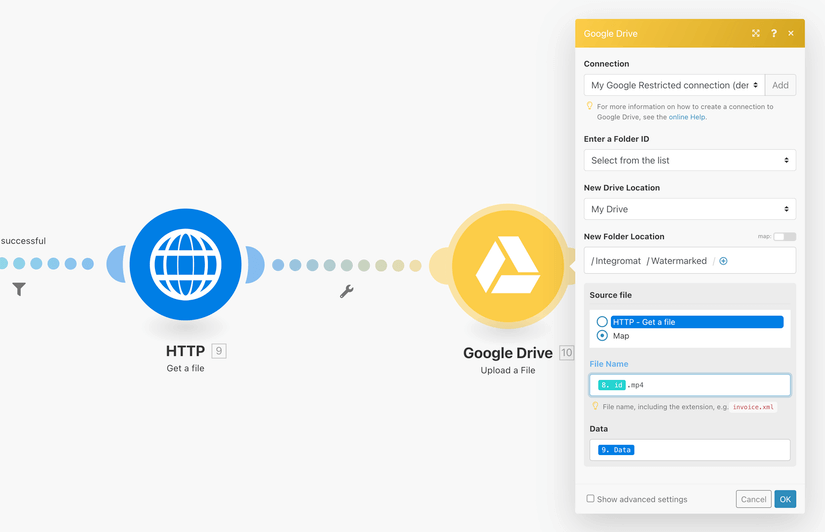 Upload the video to Google Drive