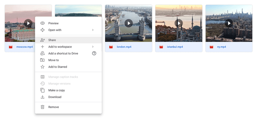 Google Drive sharing settings