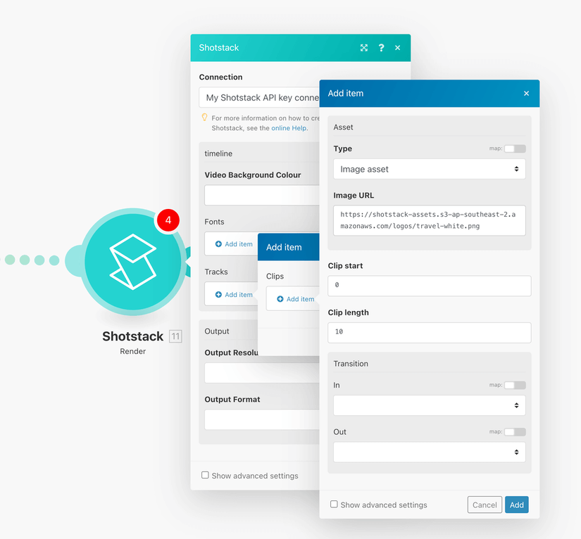 Add clip holding an image asset with the watermark