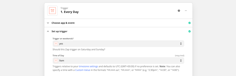 Zapier schedule module