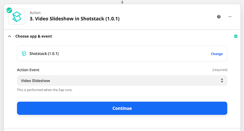 Add the Shotstack Video Slideshow module to yourZap