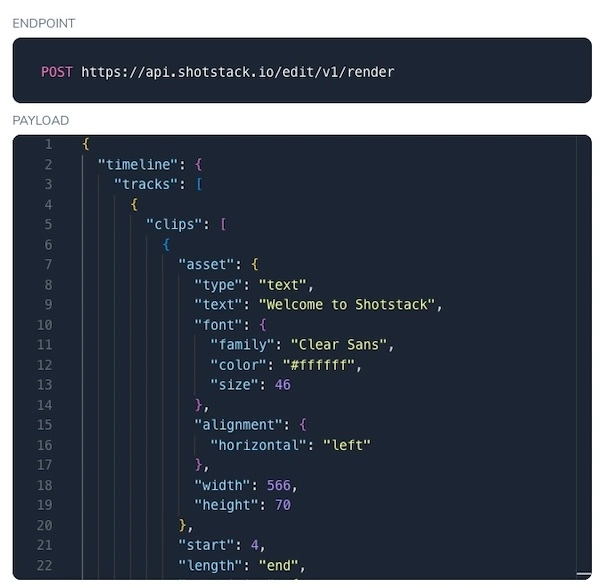 Editing a video using JSON and Postman