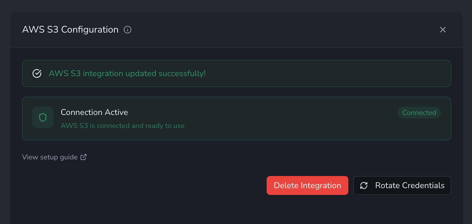 AWS S3 connected
